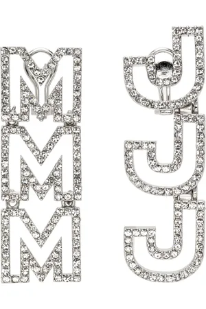 Marc Jacobs Silver MJ Logo Crystal Earrings