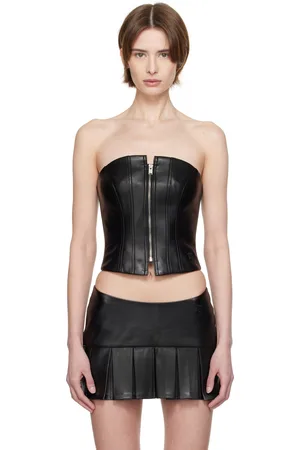 MISBHV Zip Faux-Leather Top