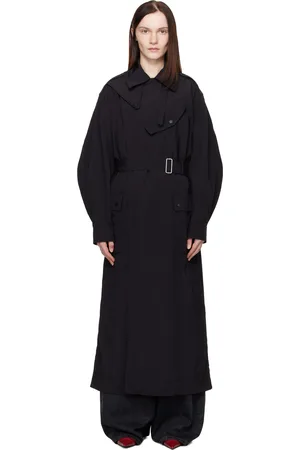 Kenzo Black Paris Kimono Sleeves Long Trench Coat