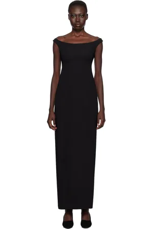 Totême Black Curved Off-Shoulder Maxi Dress