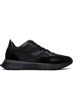 HUGO BOSS Black Mixed-Material Mesh & Leather Sneakers