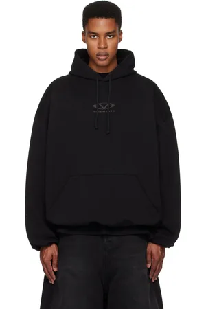 Vetements Black Oval Logo Cropped Boxy Hoodie