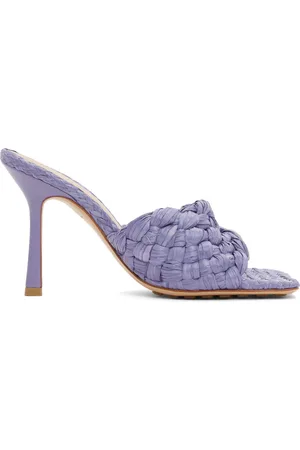 Bottega Veneta Purple Raffia Stretch Heeled Mules
