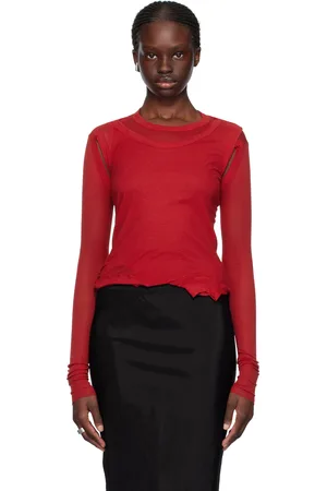Rick Owens Red Cropped Banana Long Sleeve T-Shirt