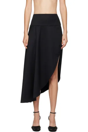Alaïa Black Fluid Asymmetric Midi Skirt