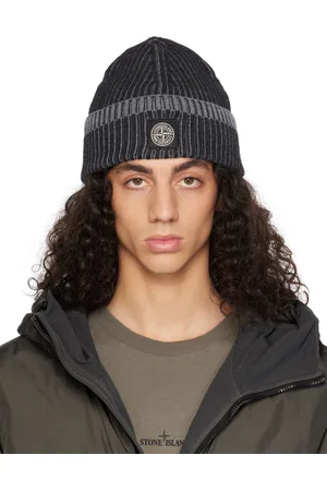 Stone Island Gray Contrast Knitted Badge Beanie