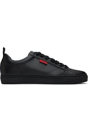 HUGO BOSS Black Faux-Leather Logo Flag Sneakers