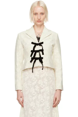 yuhan wang Off-White Floral Lace & Bows Jacket