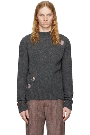 Marni Gray Mending Patches Sweater