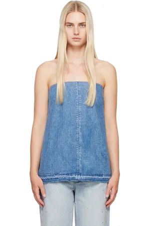 RAG&BONE Blue Ultra Featherweight Aurora Denim Tube Top