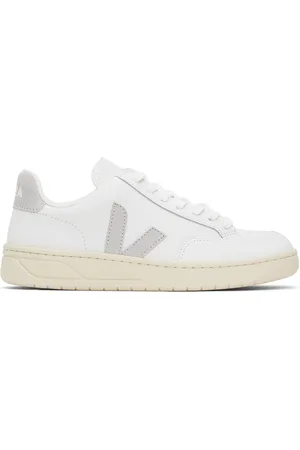 Veja White & Gray V-12 Leather Sneakers