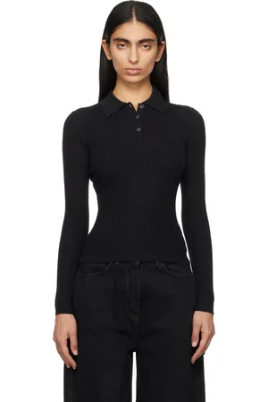 Guest In Residence Black Long Sleeve Shrunken Polo