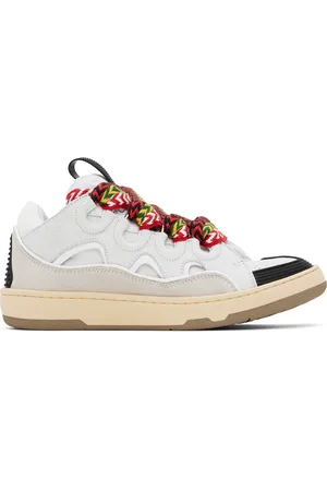 Lanvin White Leather Curb Sneakers