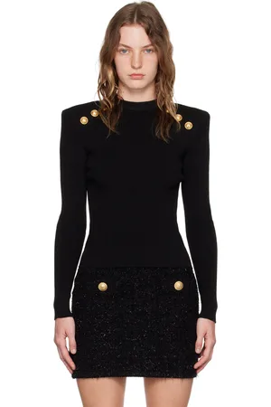Balmain Black Ribbed Sweater