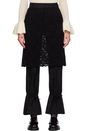 Rokh Black Tailored Lace Skirt Trousers