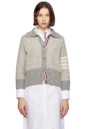 Thom Browne Gray Tuck Stitch 4-Bar Raglan Cardigan