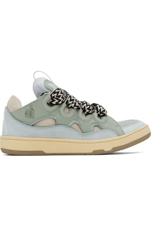 Lanvin Blue & Green Leather Curb Sneakers