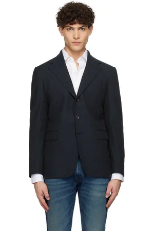 Ralph Lauren Navy Striped Herringbone Blazer