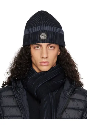Stone Island Navy Contrast Knitted Badge Beanie