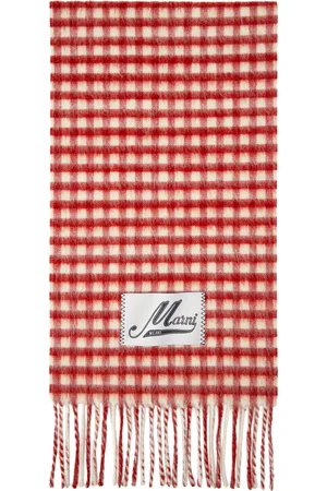 Marni Red & White Double Check Scarf