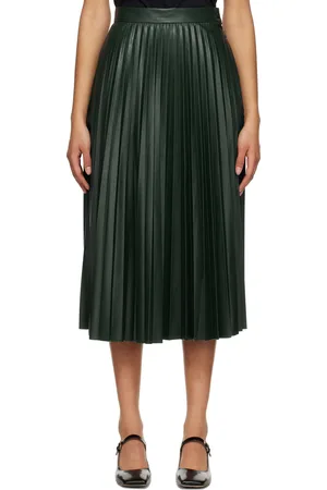 Maison Margiela Green Pleated Midi Skirt