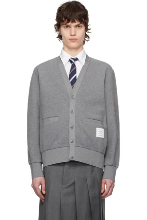 Thom Browne Gray Cotton 4-Bar Cardigan