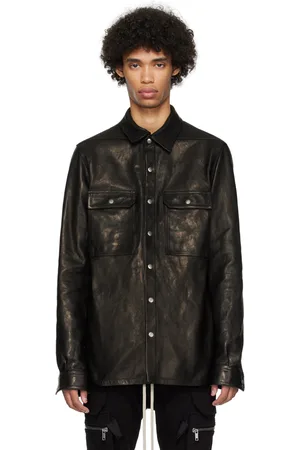 Rick Owens Black Waxed Leather Jacket