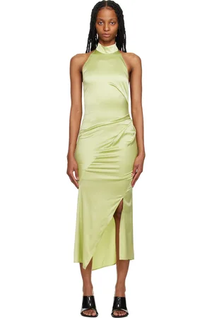 Helmut Lang Green Halter Midi Dress