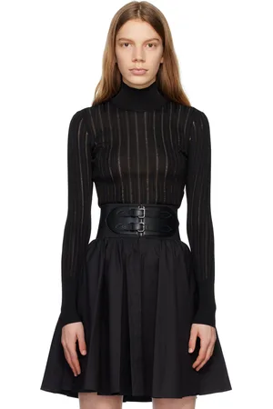 Alaïa Black Shiny Crinoline Turtleneck