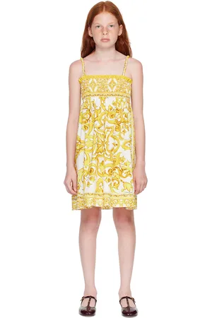 Dolce & Gabbana Kids White & Yellow Majolica Print Dress