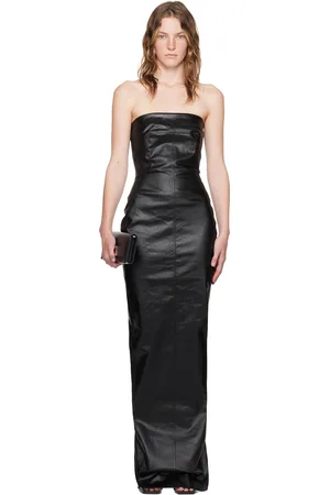 Rick Owens Black Porterville Bustier Denim Maxi Dress