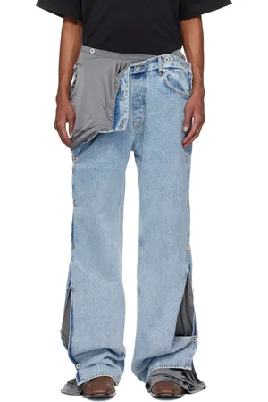 Y / PROJECT Blue & Gray Collapsed Waist Jeans