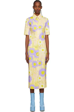Sportmax Purple & Yellow Printed Midi Dress