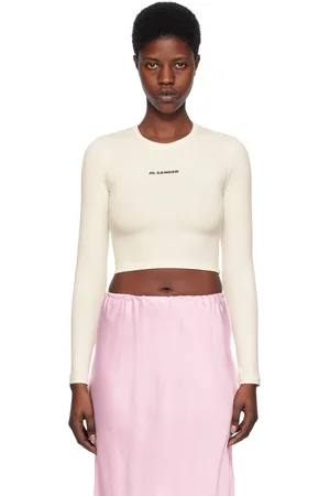 Jil Sander Off-White Cropped Long Sleeve T-Shirt