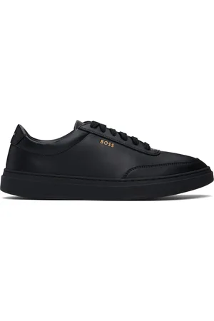 HUGO BOSS Black Coated-Leather Logo Sneakers