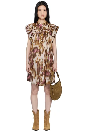 Isabel Marant Off-White & Tan Leazali Minidress