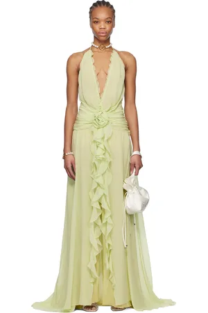 BLUMARINE Green Rose Decoration Maxi Dress