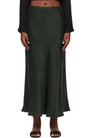Silk Laundry Green Long Bias Cut Maxi Skirt