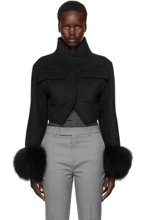 Givenchy Gray Wool Slim Fit Shearling Jacket