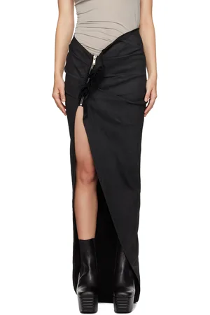 Rick Owens Black Porterville Edfu Denim Maxi Skirt