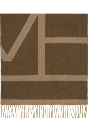 Totême Brown Monogram Jacquard Wool Scarf