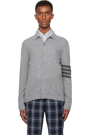 Thom Browne Gray Cashmere Jersey Stitch 4-Bar Cardigan