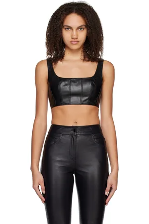 Staud Cropped Wells Faux-Leather Tank Top