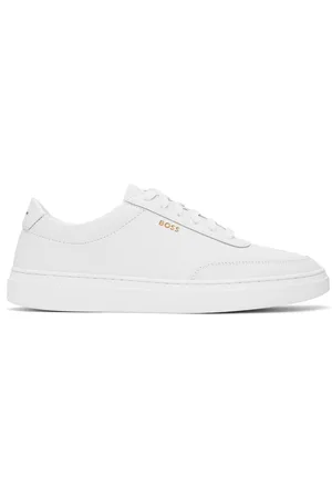 HUGO BOSS White Coated-Leather Sneakers