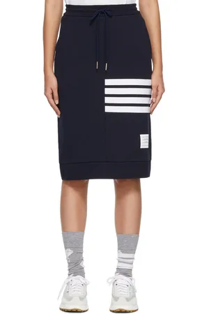 Thom Browne Navy 4-Bar Midi Skirt