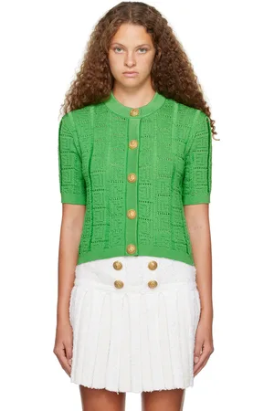 Balmain Green Monogram Cardigan