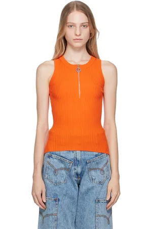Moschino Orange Half-Zip Tank Top