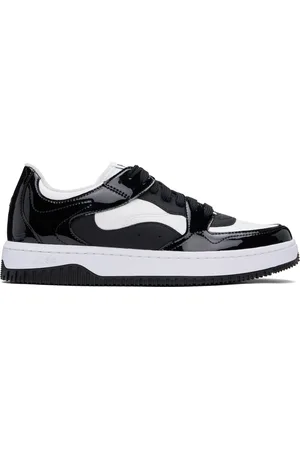 HUGO BOSS Black & White Patent Faux Leather Sneakers