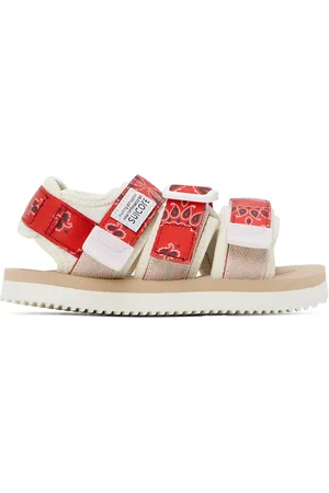 SUICOKE Kids Beige & Red Moto Sandals