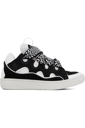Lanvin Black & White Leather Curb Sneakers
